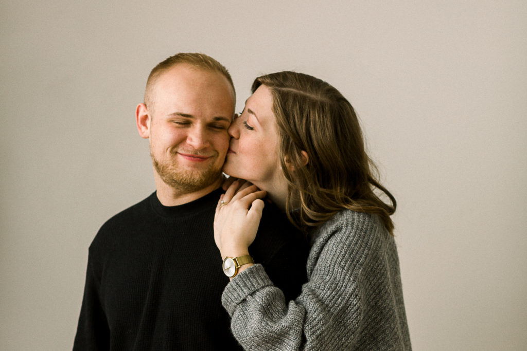 wisconsin photographer, cute couple indoor portraits