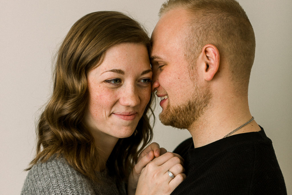 wisconsin photographer, cute couple indoor portraits